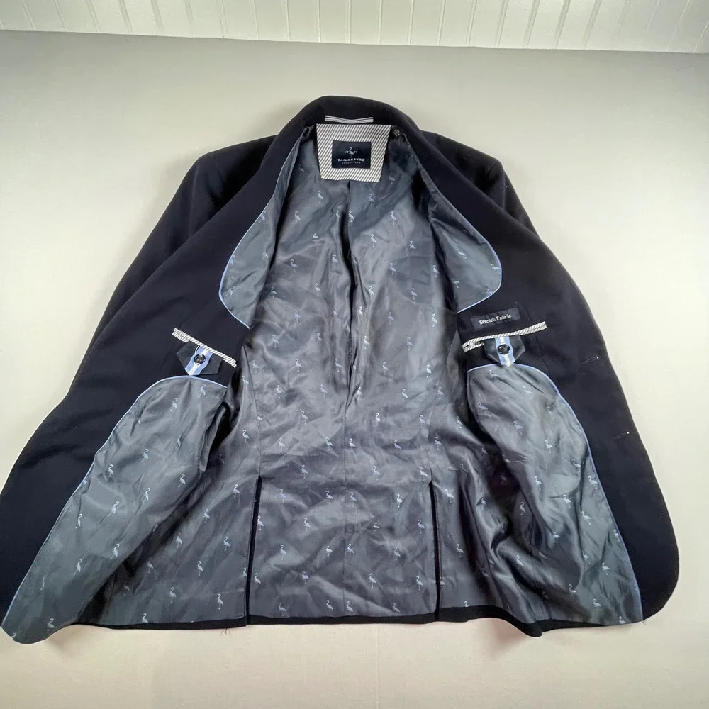 Tailorbyrd Collection Men's Navy Blazer‎ 38R Knit Stretch Fabric Suit Jacket